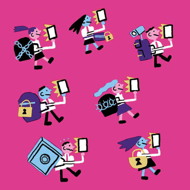 Times Education Supplement illustration children students school data privacy information security sharing mobile phone